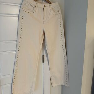 Divided Cream Wide Leg Jeans with Stud Accents NEVER WORN